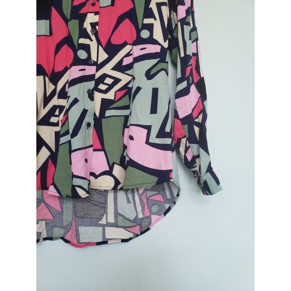 Big Dart Women US 6 Blouse Abstract Art To Wear Button Up Bold Geometric Career - Picture 3 of 5